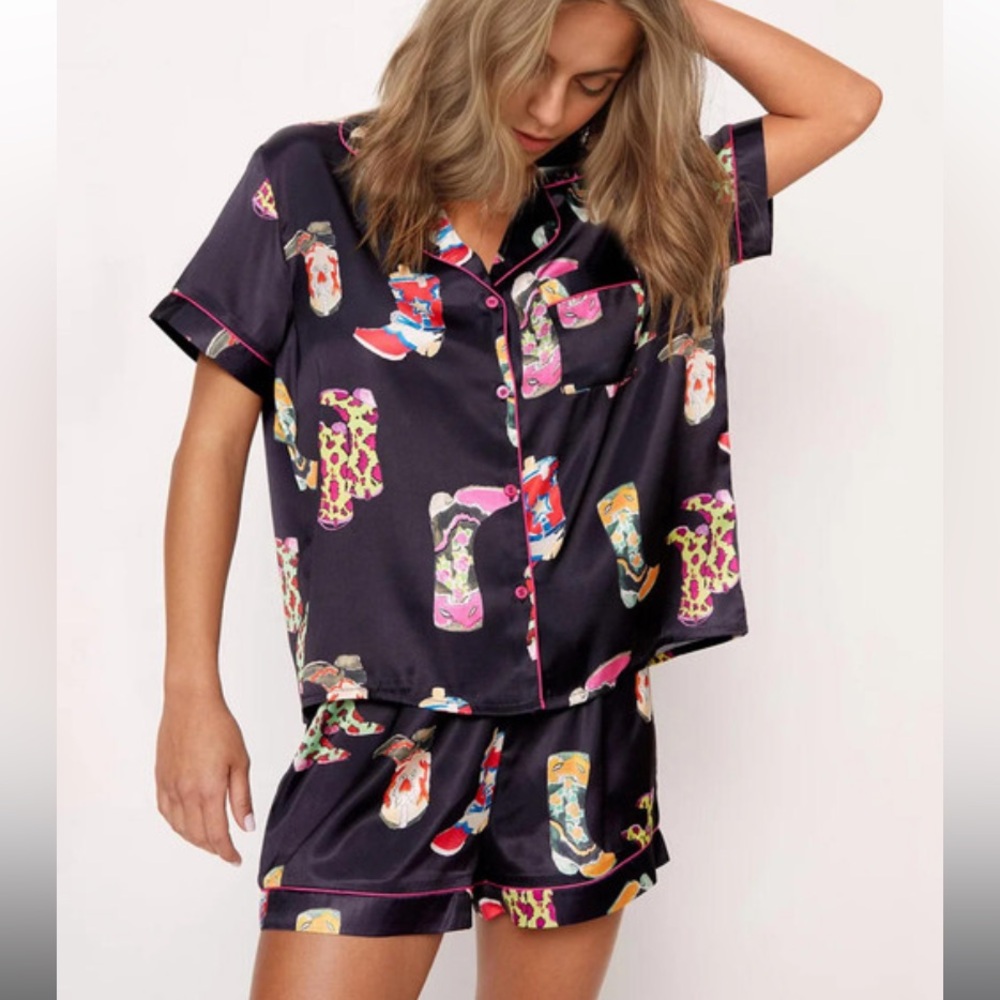 cowboy boot satin pajamas